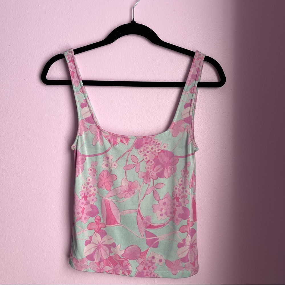 Floral Pink and Green Women's Top